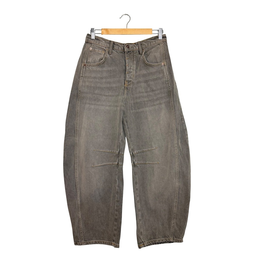 NWOT Free People We The Free Lucky You Mid Rise Barrel Jeans Gray 26 FLAW
